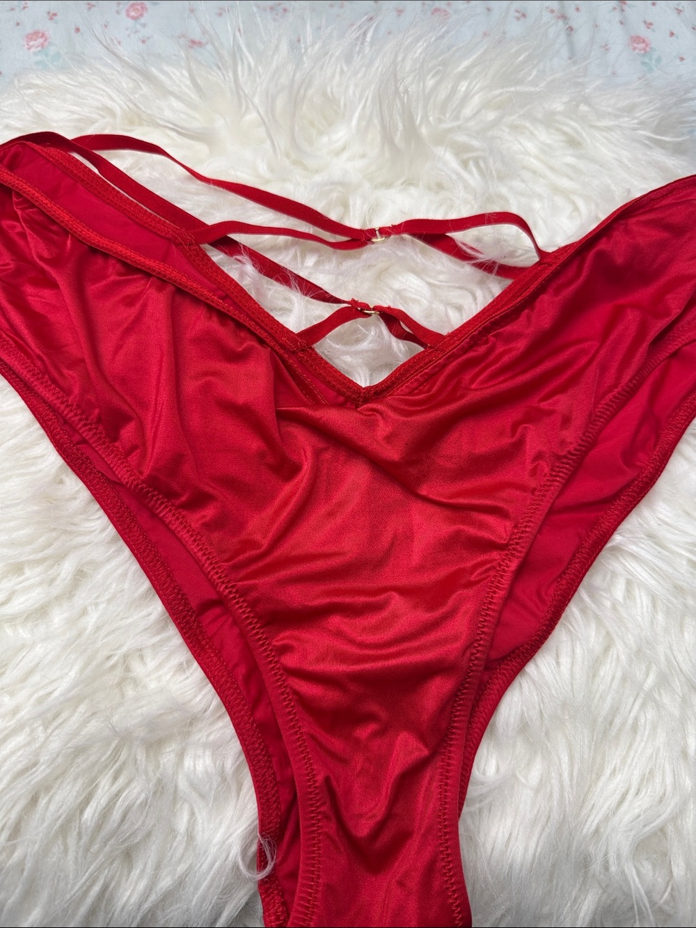Victoria's Secret Red Satin Strappy Bikini Panty